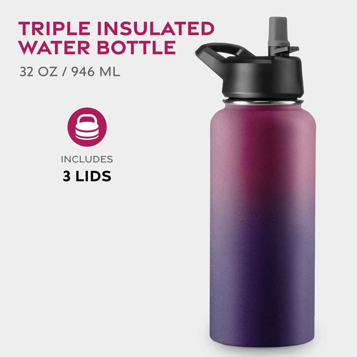 FineDine bottle with straw lid shown for refreshing cold beverages.