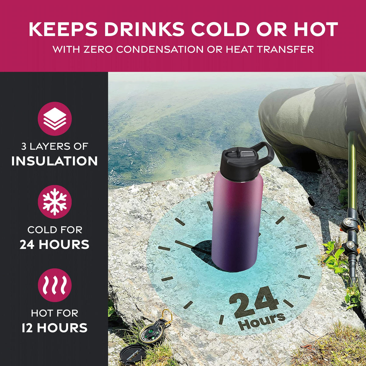 FineDine bottle wide-mouth cap facilitates easy filling and cleaning.