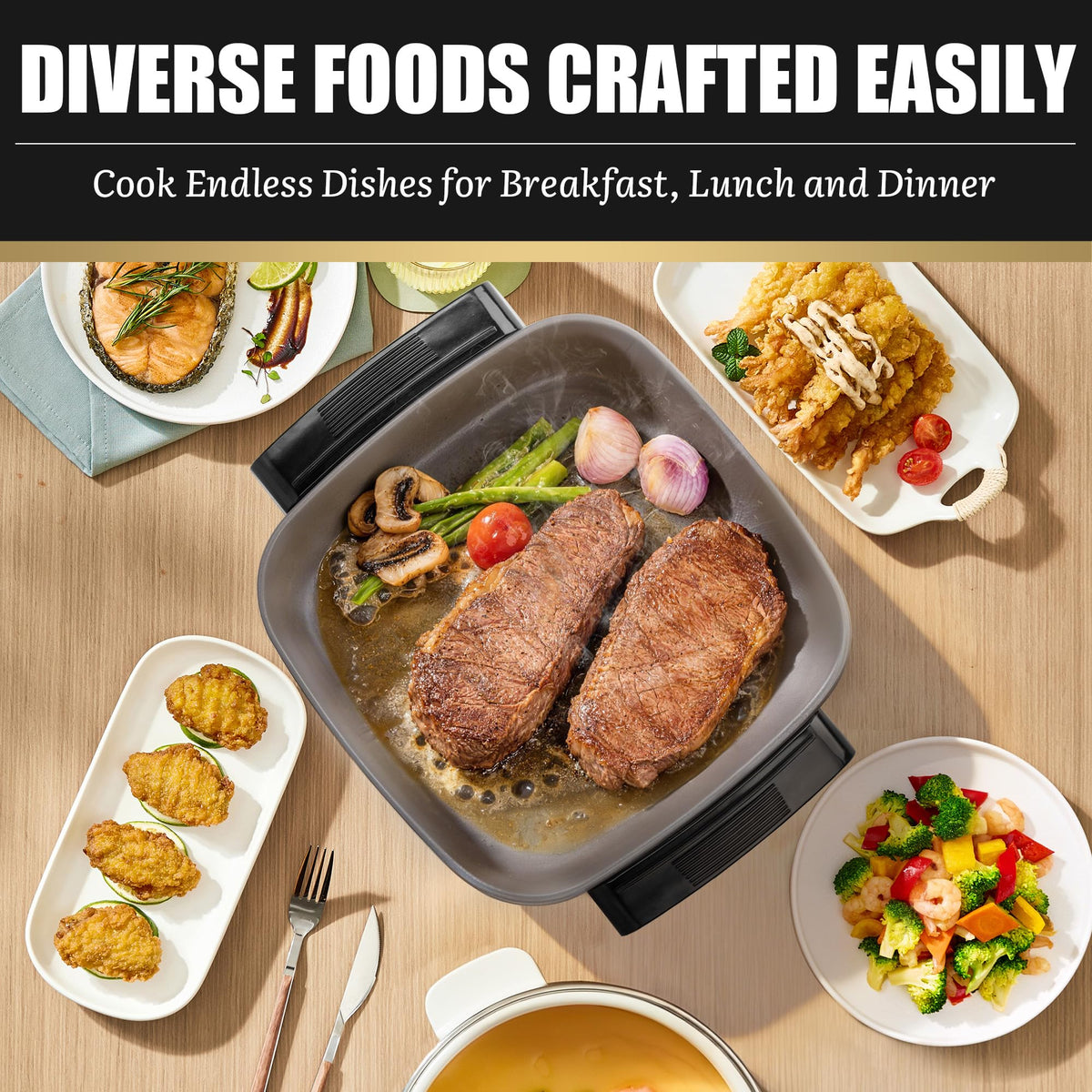 FineMade ceramic coating close-up highlights non-stick surface for easy flipping.