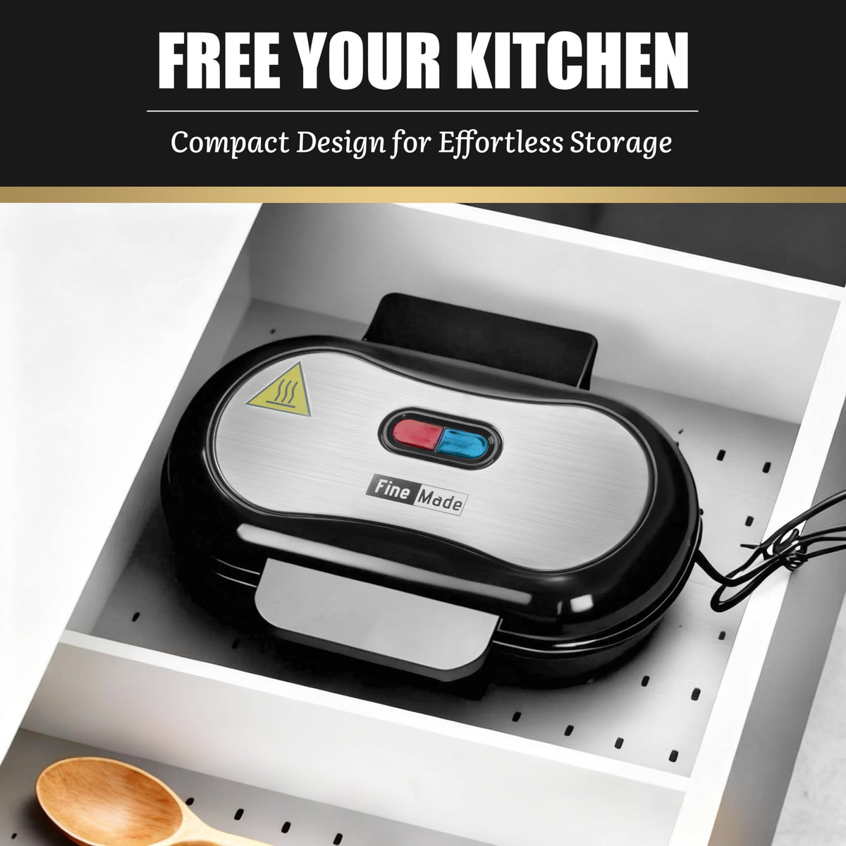 FineMade Double Mini Grill Maker compact design fits small apartments and dorms.