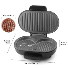 FineMade Double Mini Grill Maker in-use for breakfasts, lunches, snacks.