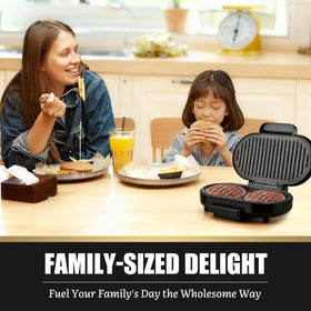 FineMade Double Mini Grill Maker non-stick surfaces ease release and cleanup.