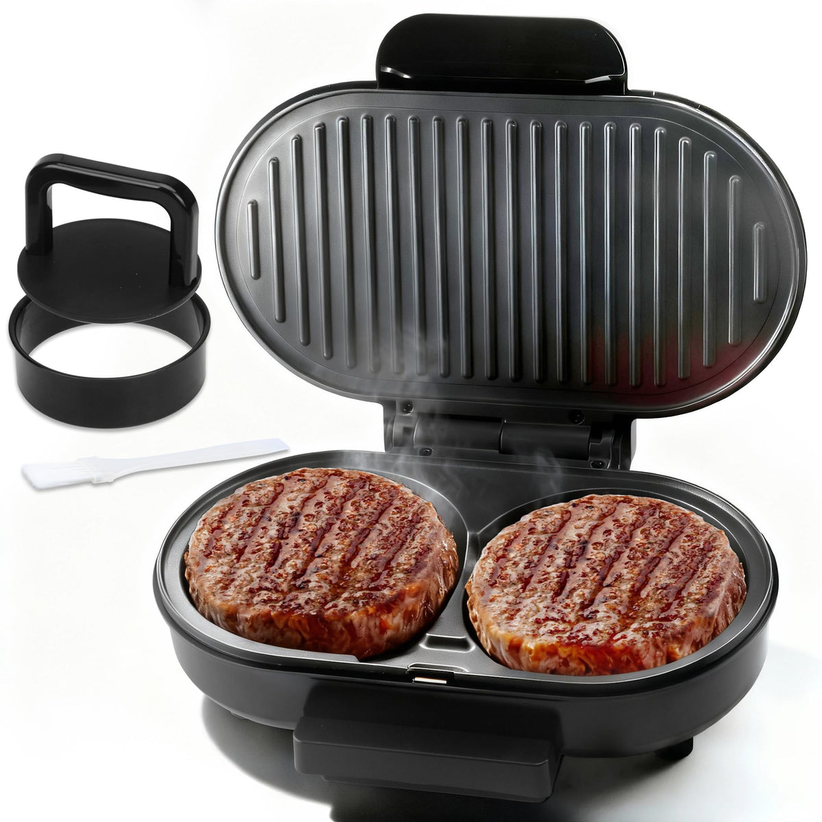 FineMade Double Mini Grill Maker top view, compact design saves counter space.