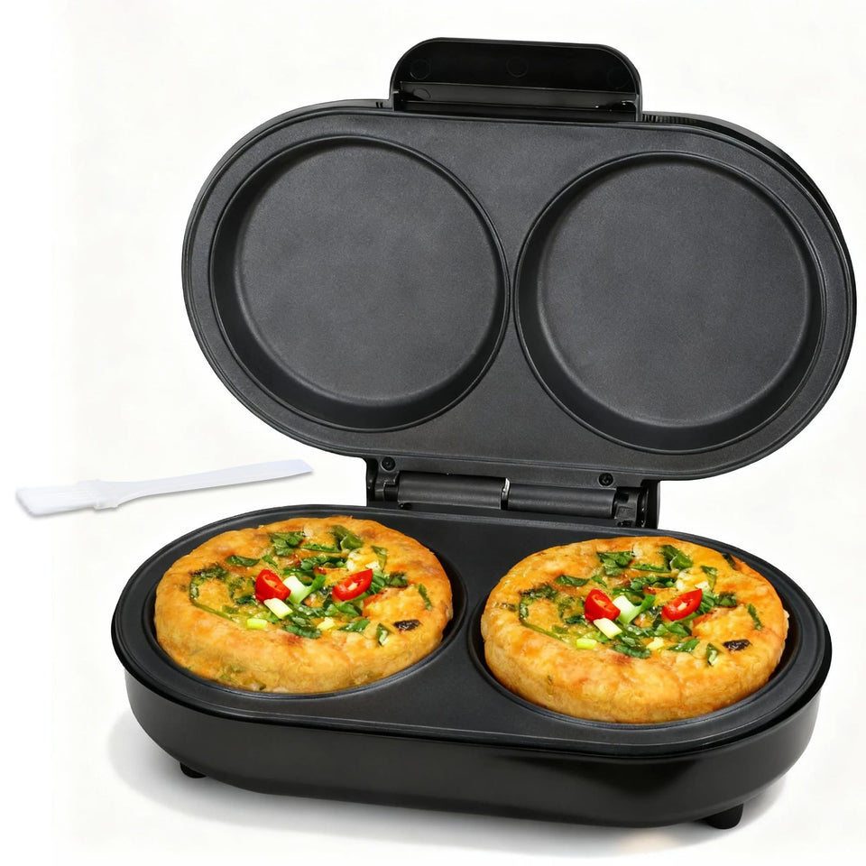 FineMade Omelette Maker dual plates top view; cooks two omelets evenly.