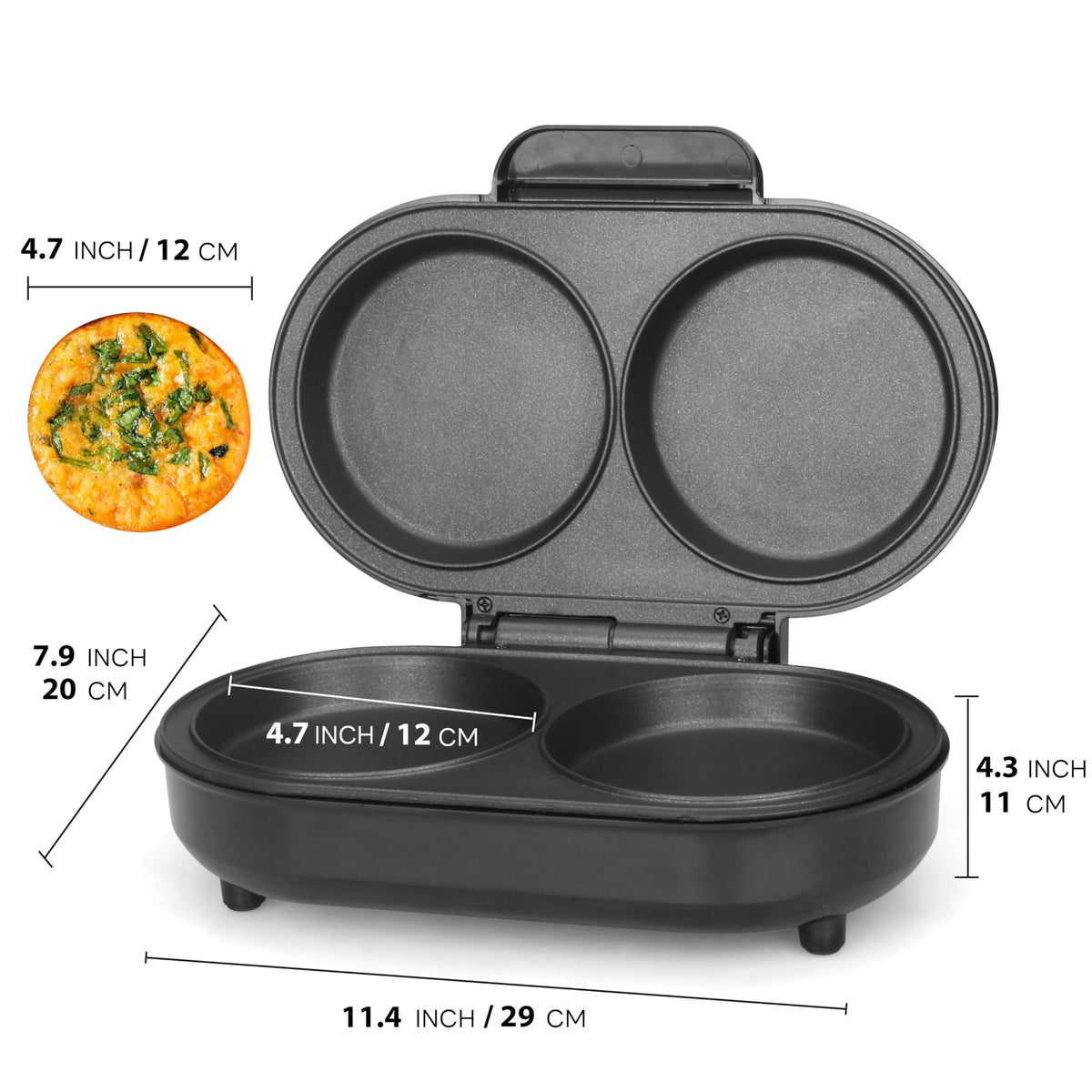 FineMade Omelette Maker versatility for pancakes and breakfast sandwiches.
