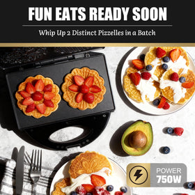 Two pizzelles cook at once for quick breakfasts with FineMade.