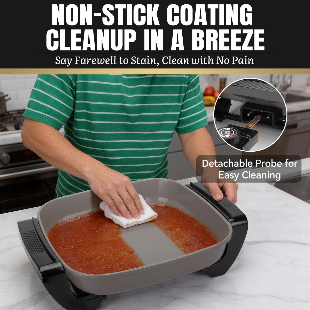 FineMade skillet served directly at table with stylish heat-resistant handle.