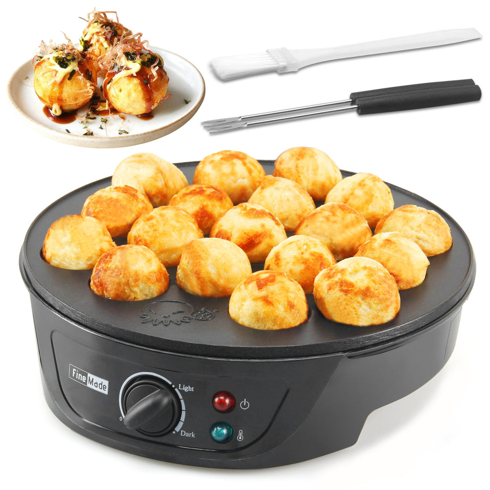 FineMade Takoyaki Maker Pan temperature control dial for even cooking