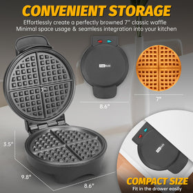 FineMade waffle maker indicator light signals when preheated and ready.