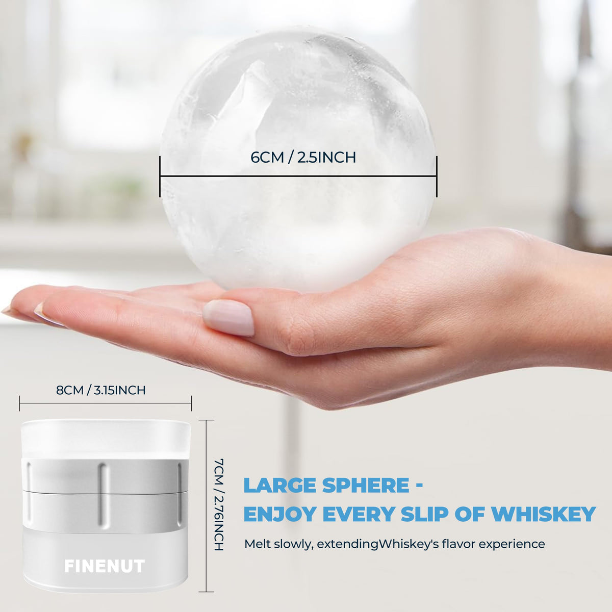 FINENUT ice ball mold with lid keeps ice organized and odor-free