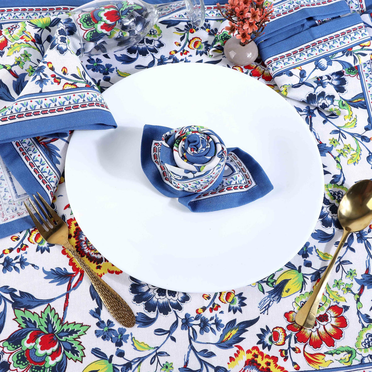FingerCraft blue floral design enhances table decor