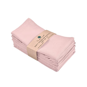 FingerCraft dusty pink dinner napkin showing color and stack for everyday dining