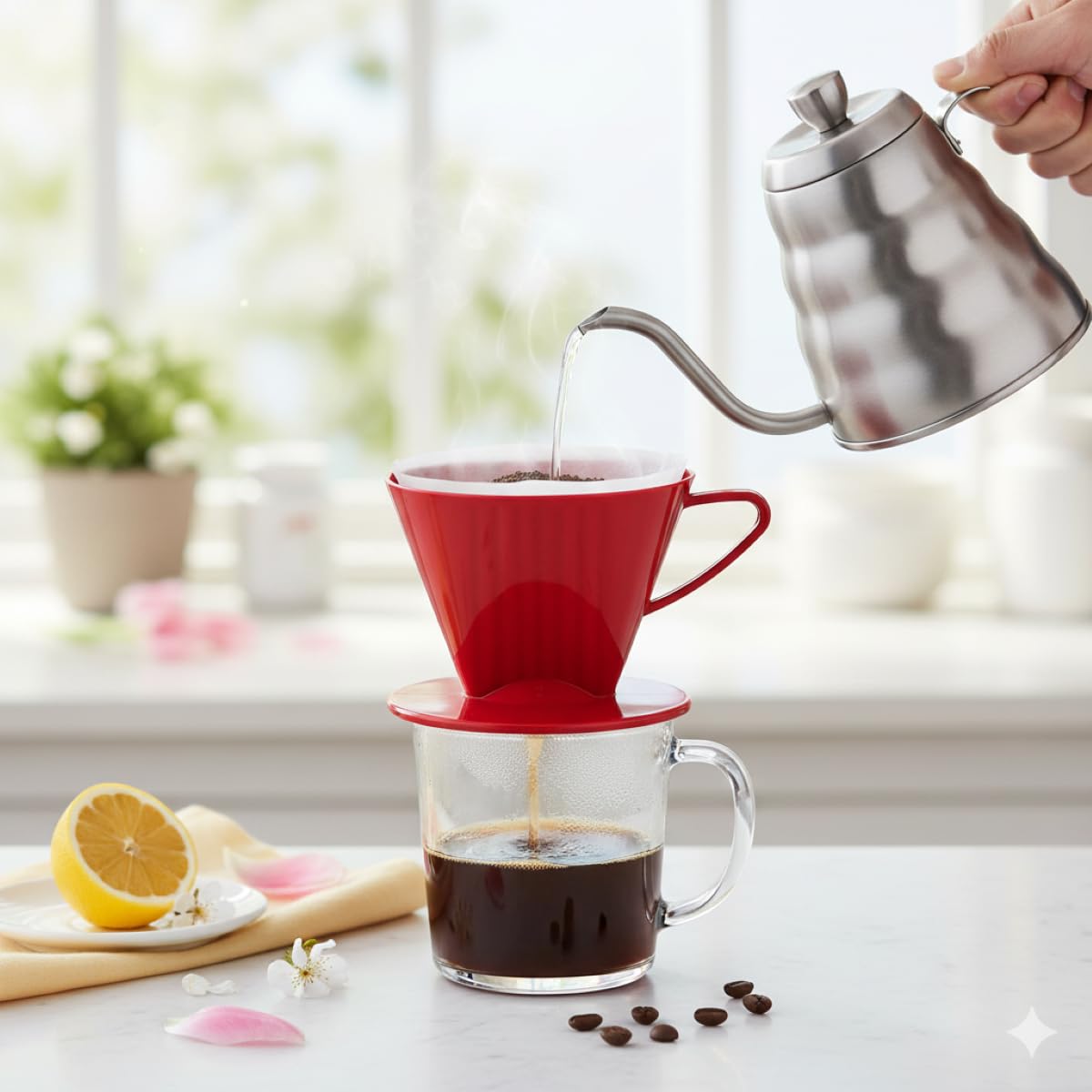 Close-up of the Fino cone showing BPA-free material for safe brewing