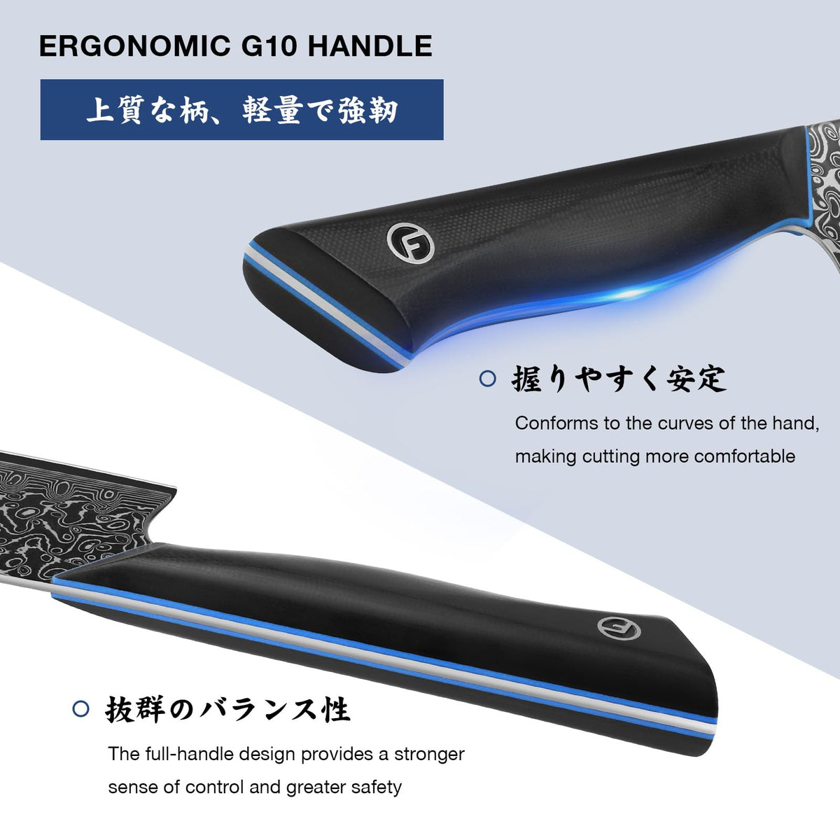 FINTISO G10 handle provides ergonomic grip and balance.