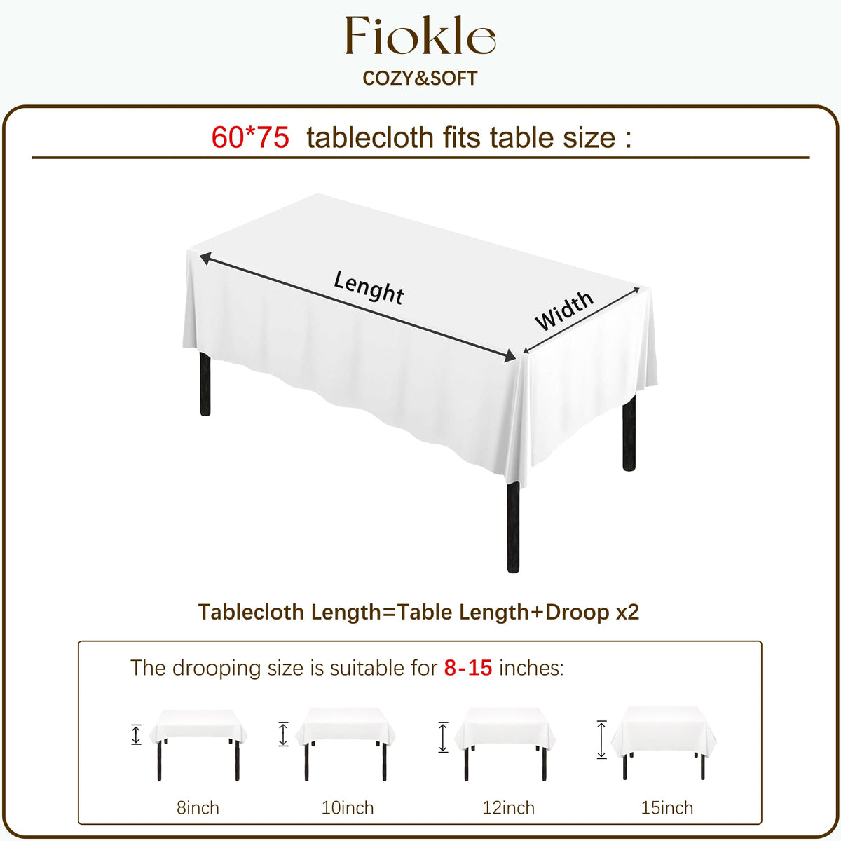 Fiokle tablecloth texture highlights durable, wrinkle-resistant fabric for everyday meals.