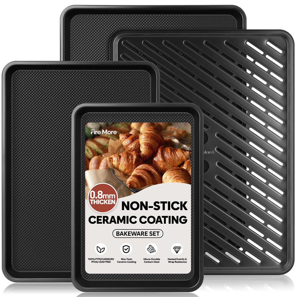Fire More half-sheet pan with cooling rack for even baking and easy release