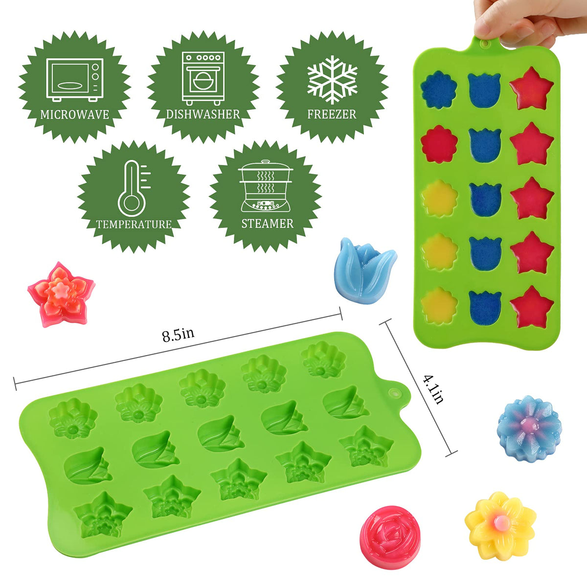 FireTreeSilverFlower stars mold for festive candy decorations.