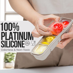 Flexible silicone allows easy-release cubes without cracking