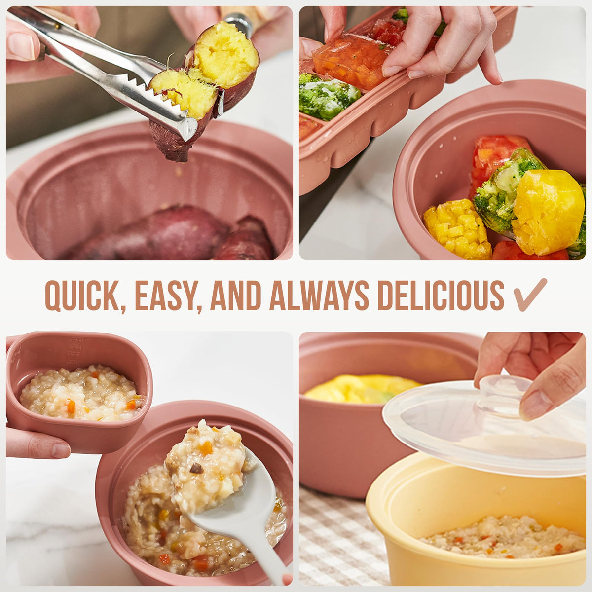 Firgi nonstick surface minimizes scrubbing after meals