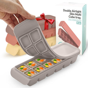 Firgi silicone ice cube tray with lid showing four trays for baby meals and drinks