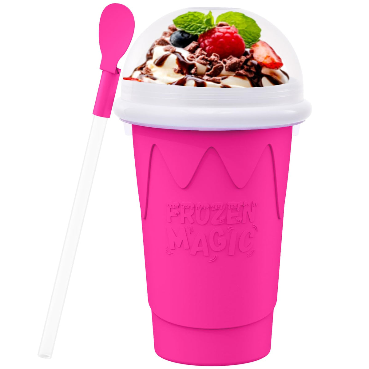 Firjuty 500ml slushie cup with closed lid, ready for freeze-and-serve drinks