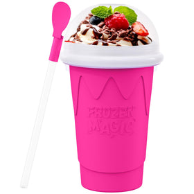 Firjuty 500ml slushie cup with closed lid, ready for freeze-and-serve drinks