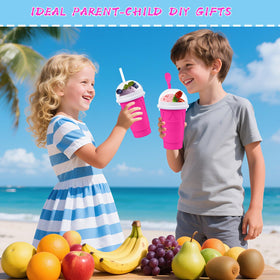 Firjuty slushie cup two-in-one straw-spoon design for sipping or scooping