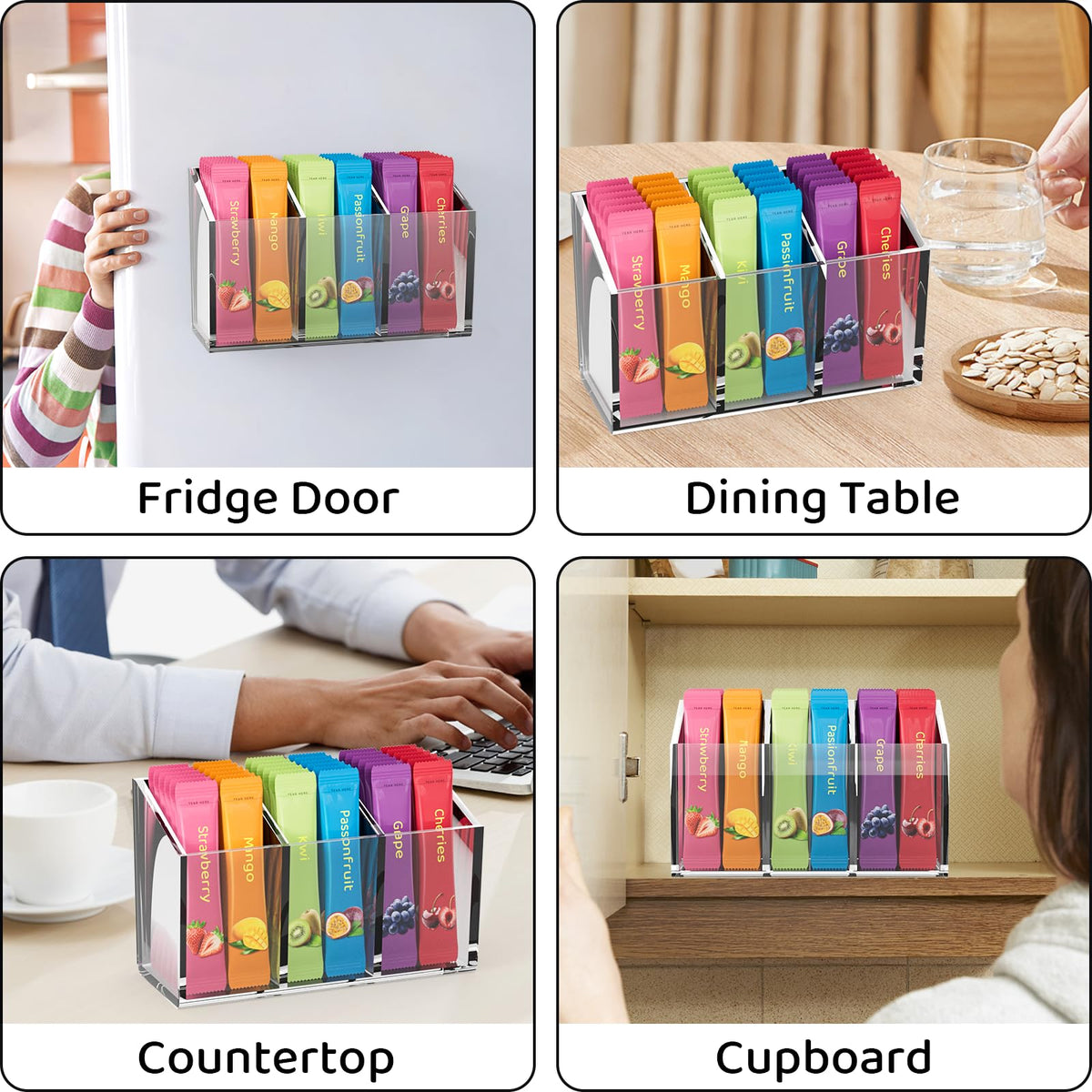 First-zgel easy-grab display highlights flavor variety for quick use in mornings.