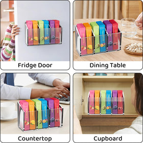 First-zgel easy-grab display highlights flavor variety for quick use in mornings.