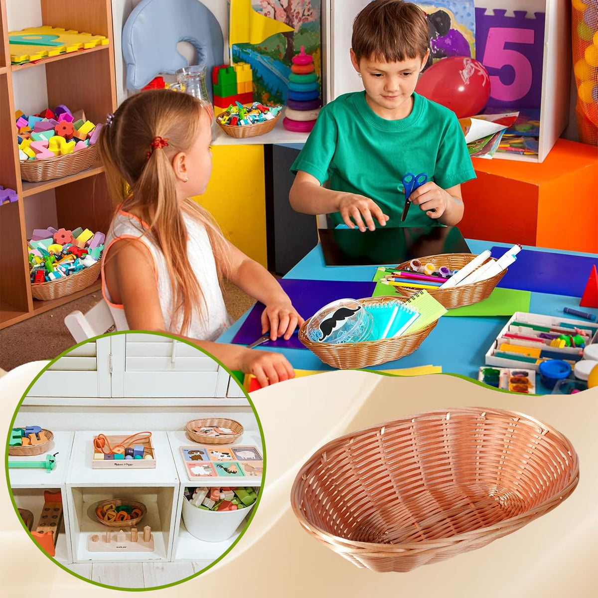 FISDEN stackable kitchen storage baskets save space.