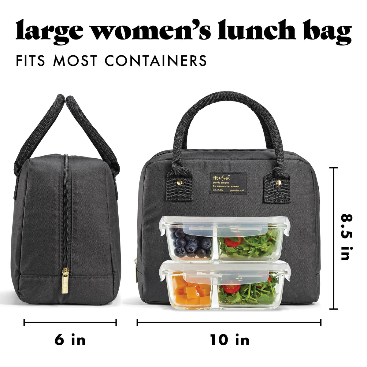Fit & Fresh Bloomington lunch bag stain-resistant exterior withstands daily use.