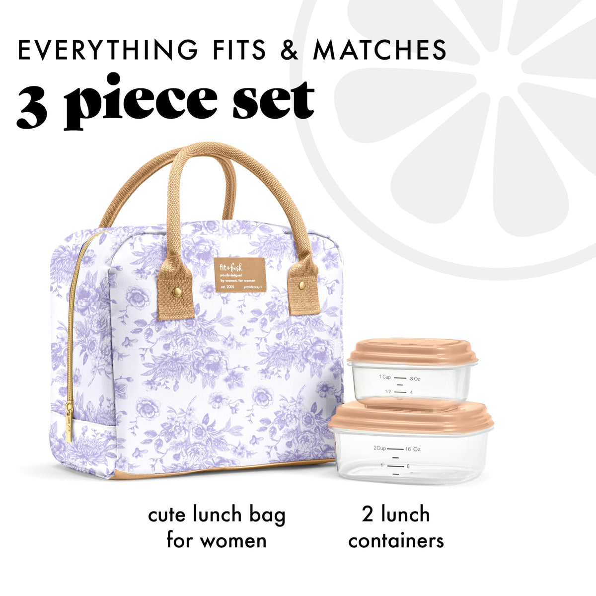 Fit & Fresh Bloomington lunch bag wide top opening enables easy packing.