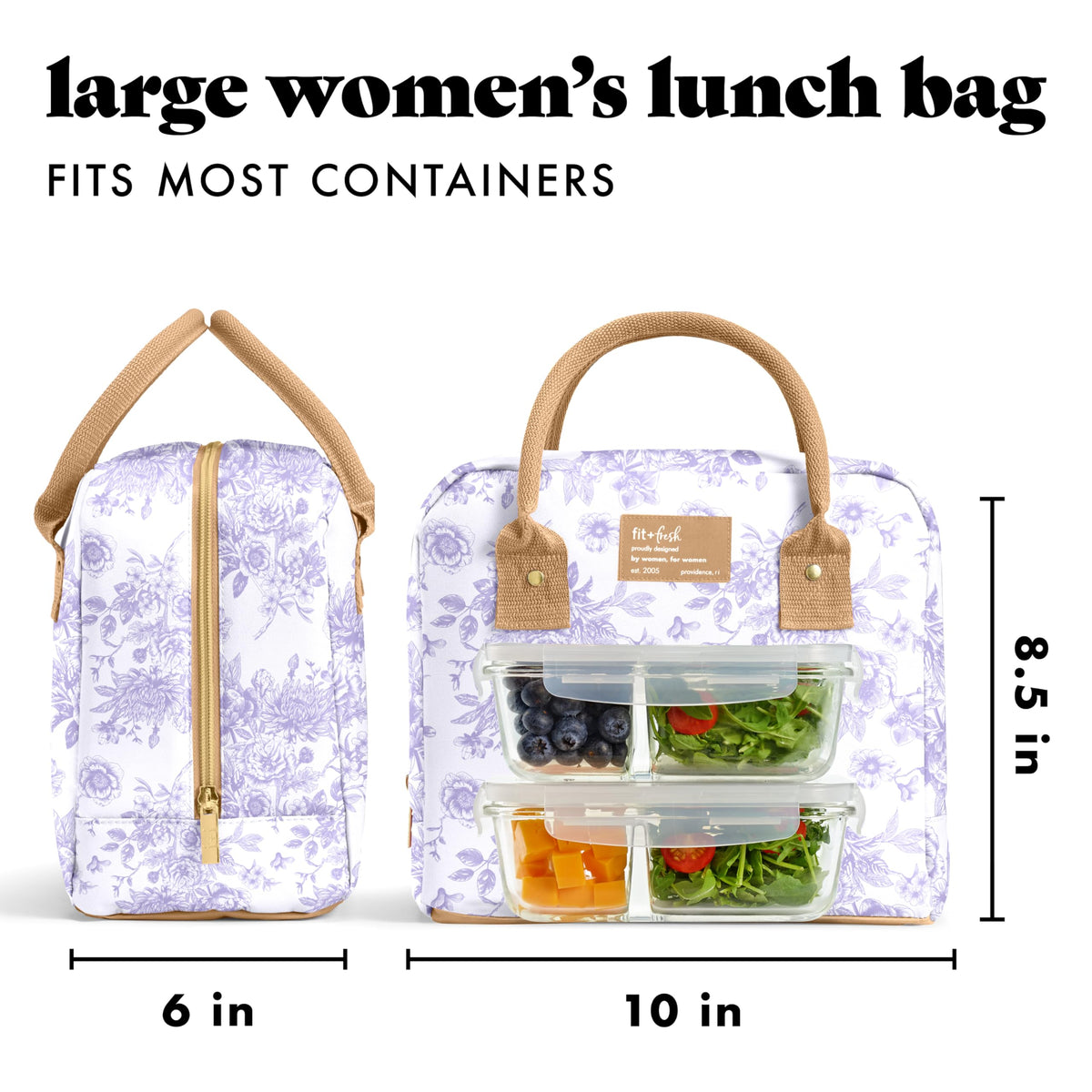 Rolled handles on Fit & Fresh Bloomington provide comfortable carrying for daily use.