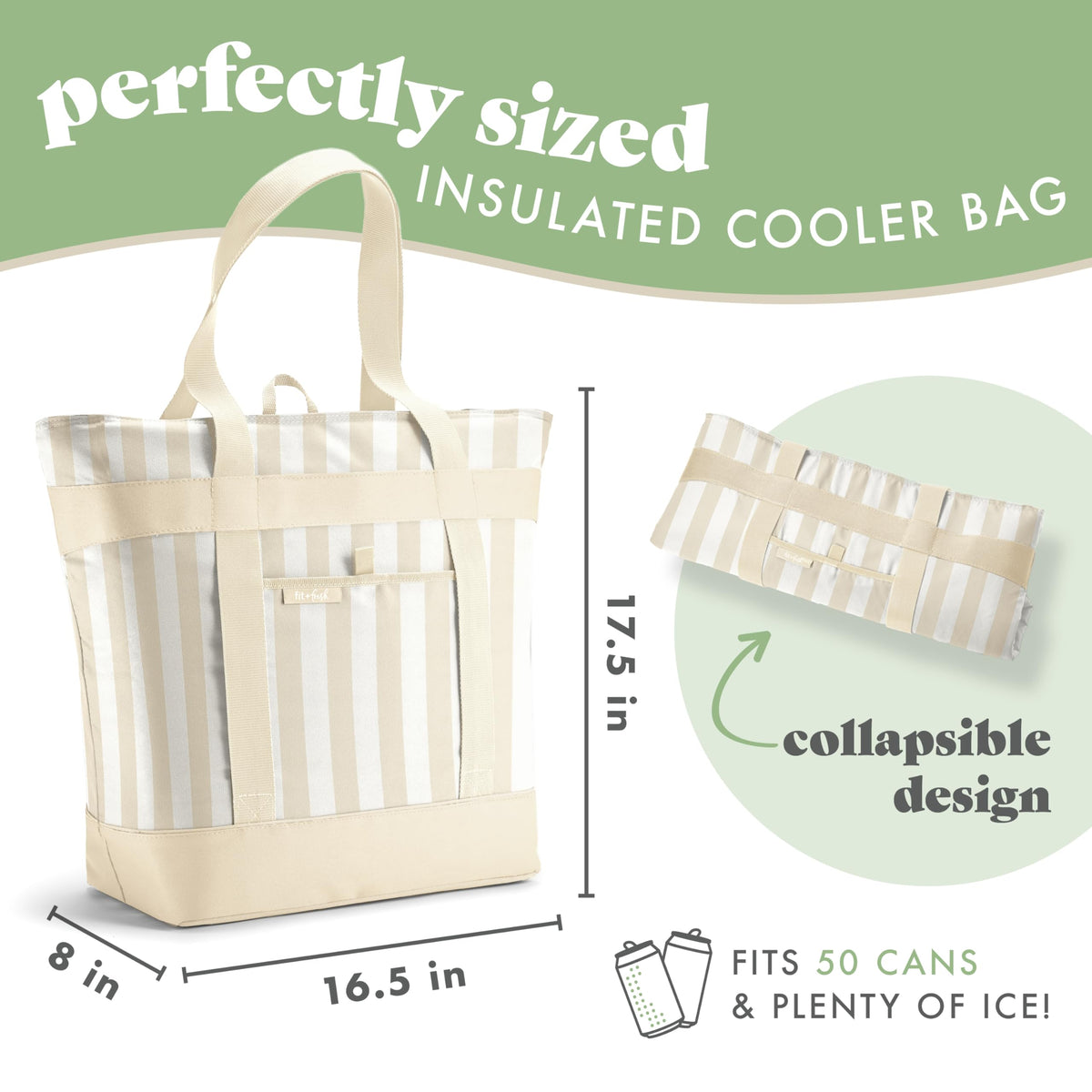 Fit & Fresh Insulated Tote with clear thermal insulation for temperature control