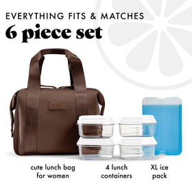 Remi bag includes four 1-cup containers for organized meals