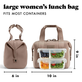 Durable handles on the Fit & Fresh Remi lunch bag for comfortable carrying.