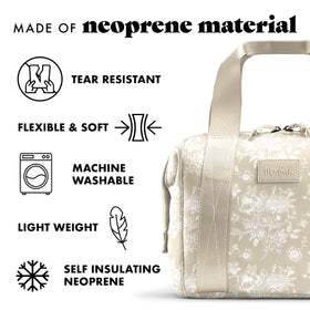 Remi lunch bag includes ice pack to keep foods cool during commutes