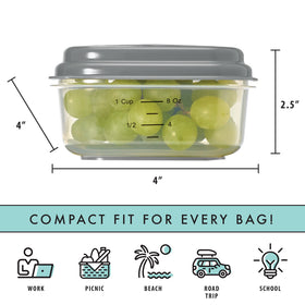 Fit & Fresh attachable ice packs on lids for extended cooling.