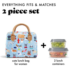 Inside Bloomington lunch bag with containers to show organized meal prep