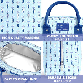 Fit and Fresh Bloomington lunch bag leak-resistant liner makes cleanup easy.