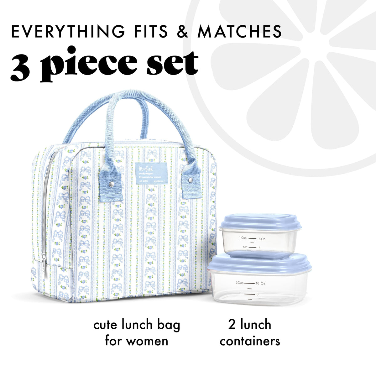Fit & Fresh Bloomington bag includes two containers for organized meals