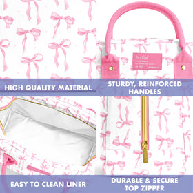 Bloomington bag wide top opening designed for easy packing
