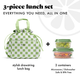 Fit & Fresh Cromwell containers showing 1‑cup and 2‑cup portions for organized meals.
