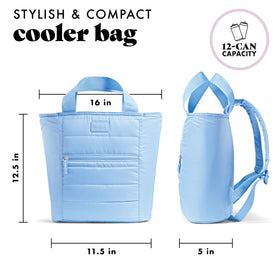 Backpack straps and tote handles on Fit & Fresh Mari cooler for versatile carrying