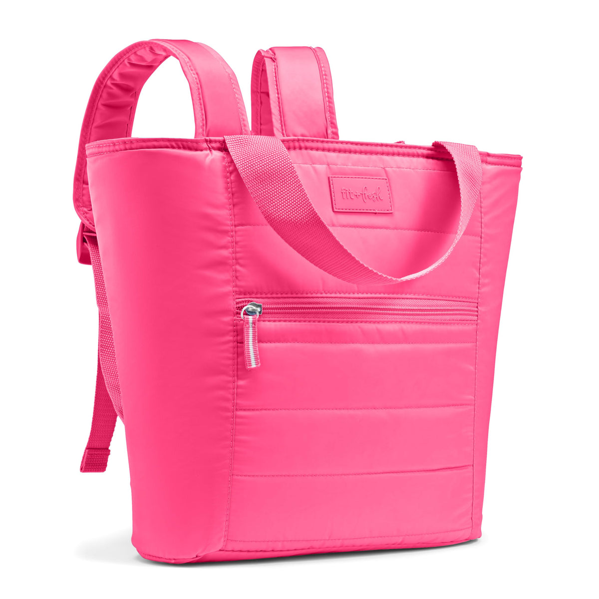 Fit & Fresh Mari front-pocket cooler shows organized storage for keys and essentials.