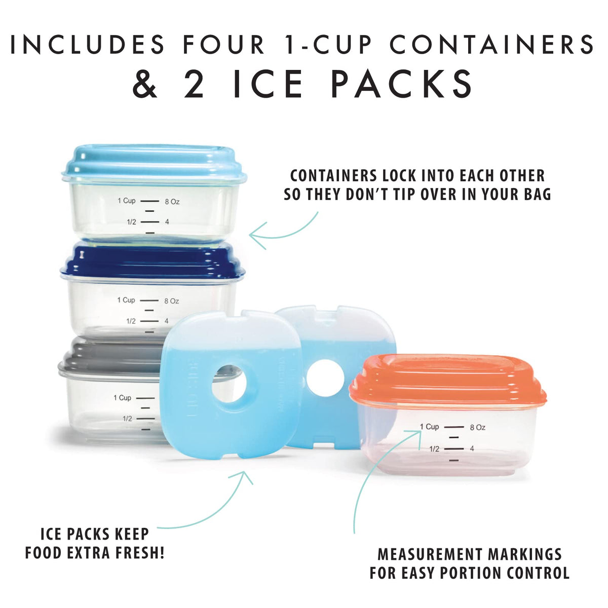 Fit & Fresh small snack containers with lids, ideal for kids' lunches.
