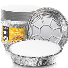 Fit Meal Prep 9-inch round pan with lid, durable and stackable for easy takeout.
