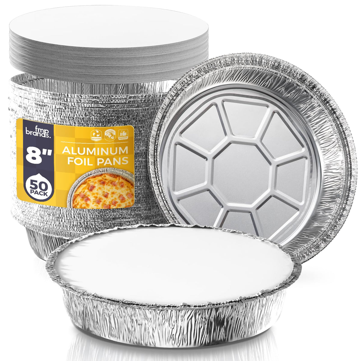 Fit Meal Prep 8-inch round pans with lids ensure even heat and freshness during transport.