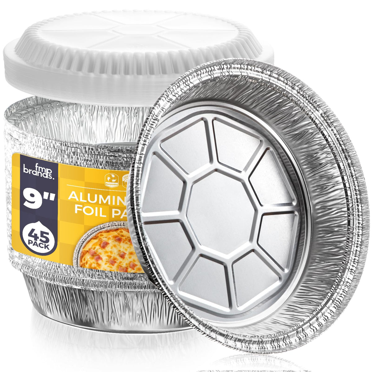 Fit Meal Prep 9-inch round foil pan with lid shows contents clearly and preserves freshness