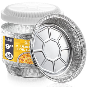Fit Meal Prep 9-inch round foil pan with lid shows contents clearly and preserves freshness